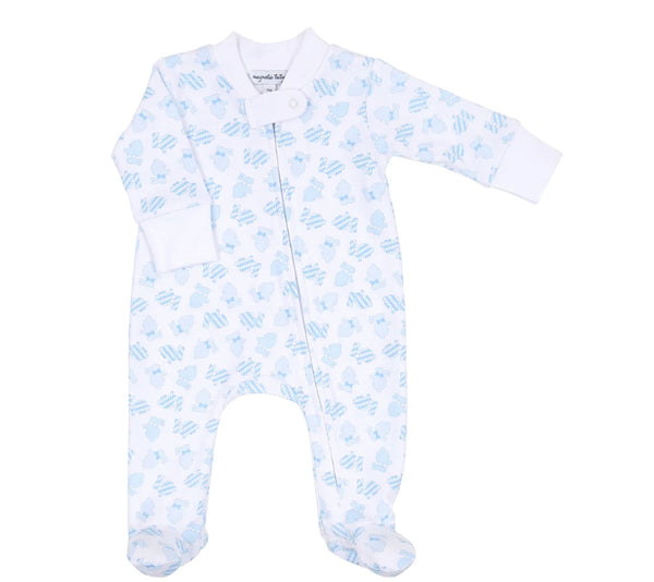 BLUE COTTONTAILS ZIP FOOTIE