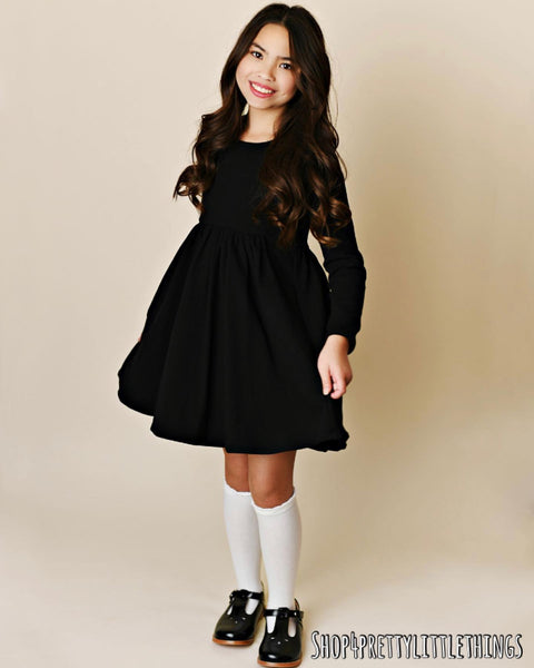 SWOON BABY BLACK RIBBED POCKET DRESS #23119