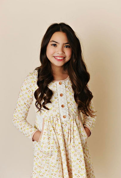 SWOON BABY AUTUMN WILDFLOWER PETAL POCKET DRESS #2327