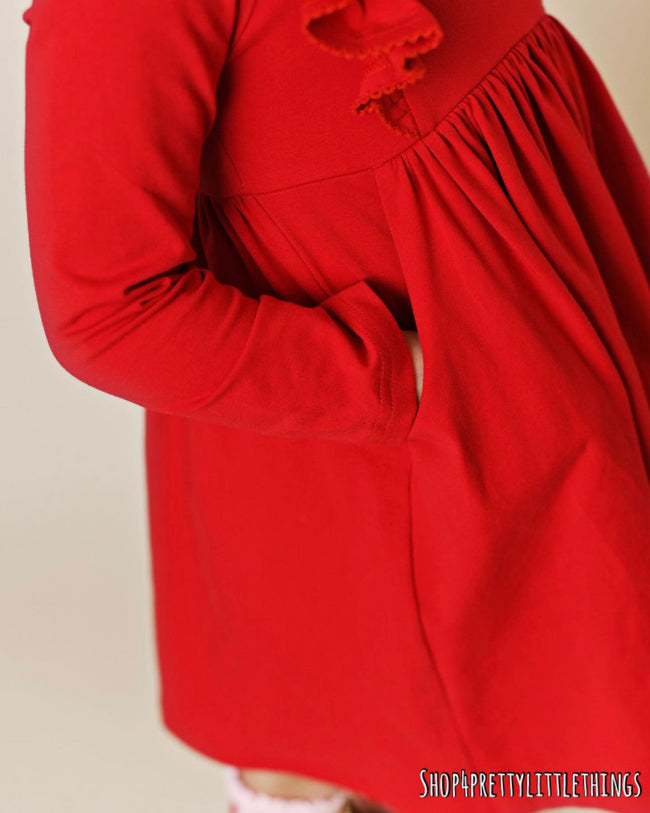 SERENDIPITY RED PICOT POCKET BELLA DRESS #23103