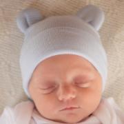 BLUE & WHITE STRIPED BEAR HAT