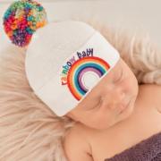RAINBOW BABY POM POM HAT