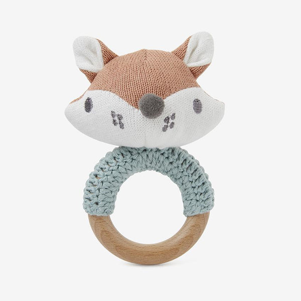 FELIX THE FOX KNIT BABY RING RATTLE