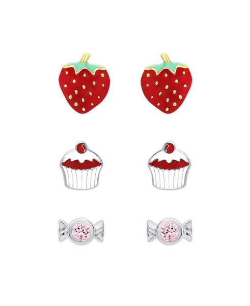 SOMETHING SWEET 3-PAIR STUD EARRINGS SET IN STERLING SLIVER