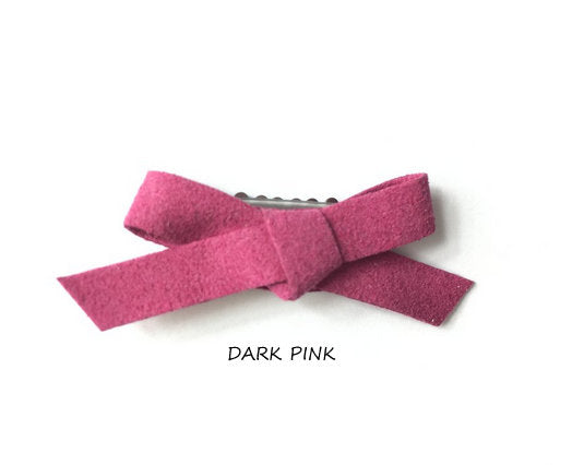 BABY WISP, MINI LATCH CLIP FAUX SUEDE HAND TIED BOW