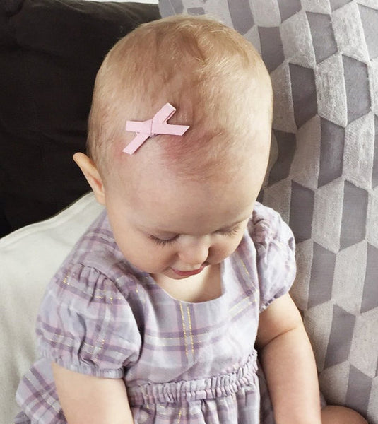 BABY WISP, MINI LATCH CLIP FAUX SUEDE HAND TIED BOW