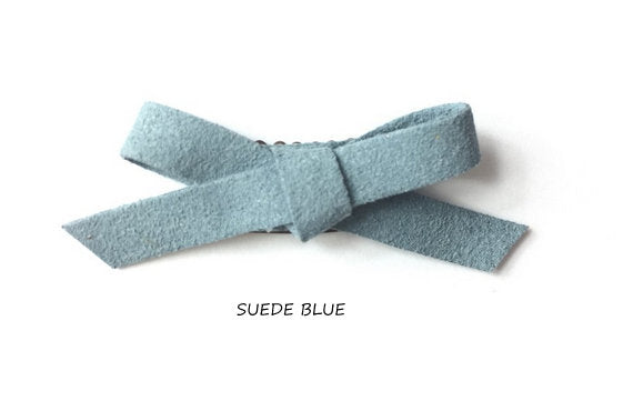 BABY WISP, MINI LATCH CLIP FAUX SUEDE HAND TIED BOW