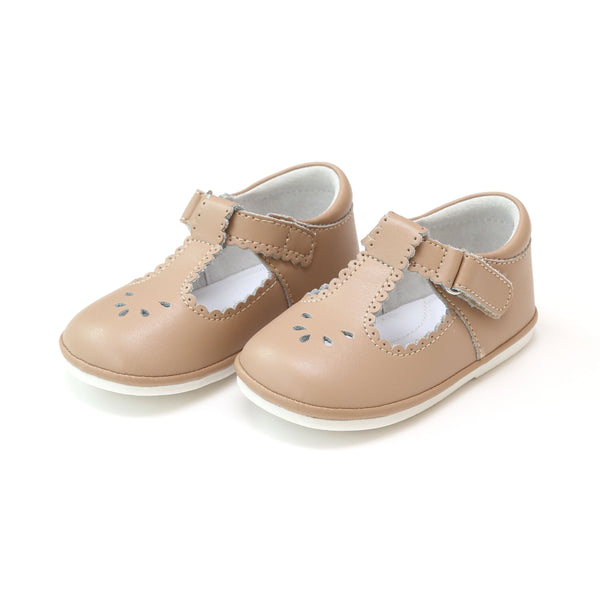 DOTTIE SCALLOPED T-STRAP MARY JANE IN LATTE