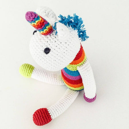 LUNA THE UNICORN WOODEN BABY RING RATTLE