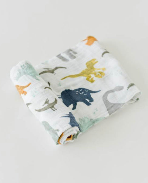 COTTON MUSLIN SWADDLE, DINO FRIENDS