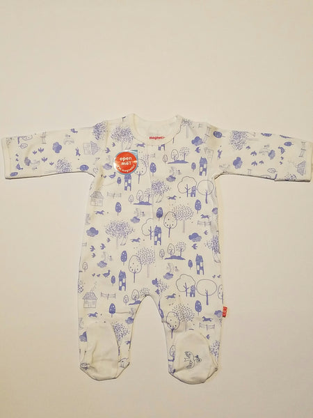 BLUE PERFECT DAY ORGANIC COTTON MAGNETIC FOOTIE #17407