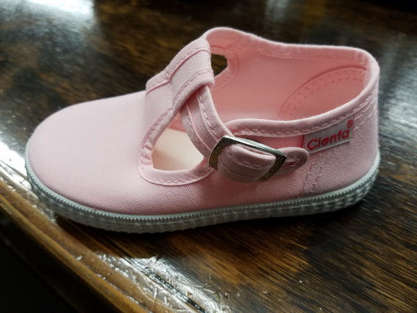CIENTA T-STRAP SHOE IN BABY PINK #51000-03