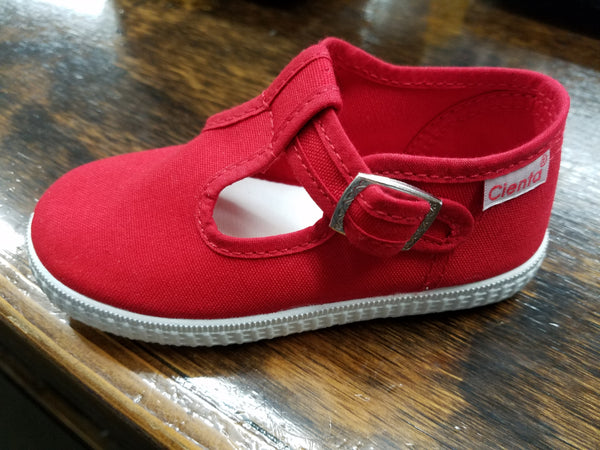 CIENTA T-STRAP SHOE IN RED #51000-02