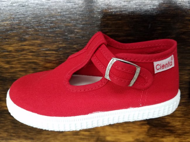 CIENTA T-STRAP SHOE IN RED #51000-02
