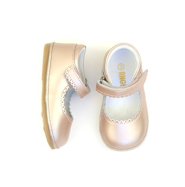 CARA SCALLOPED MARY JANE IN PINK GOLD LEATHER