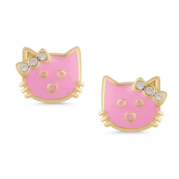 PINK CAT STUD EARRINGS