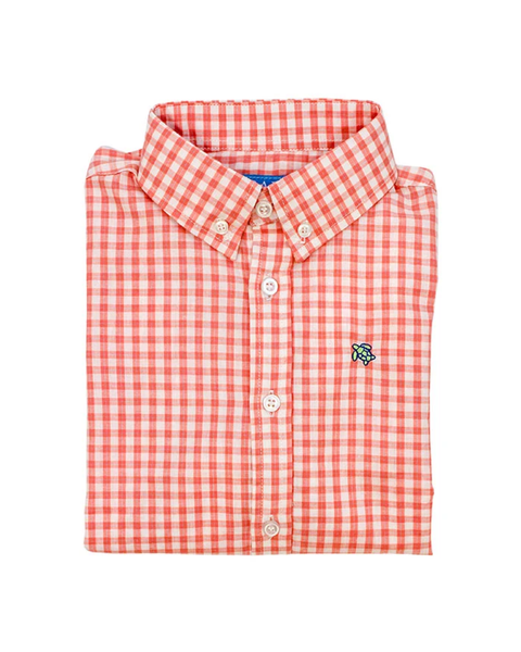 LS BUTTON DOWN IN PUMPKIN WINDOWPANE