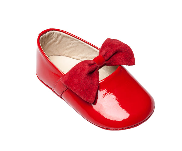 ELEPHANTITO BABY BALLERINA WITH BOW IN RED PATENT LEATHER
