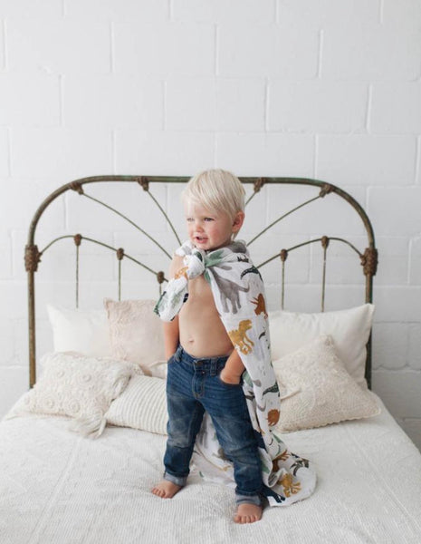 COTTON MUSLIN SWADDLE, DINO FRIENDS