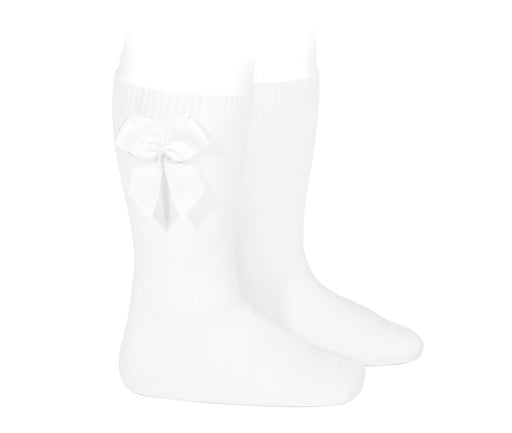KNEE SOCK WITH SIDE GROSGRAIN BOW