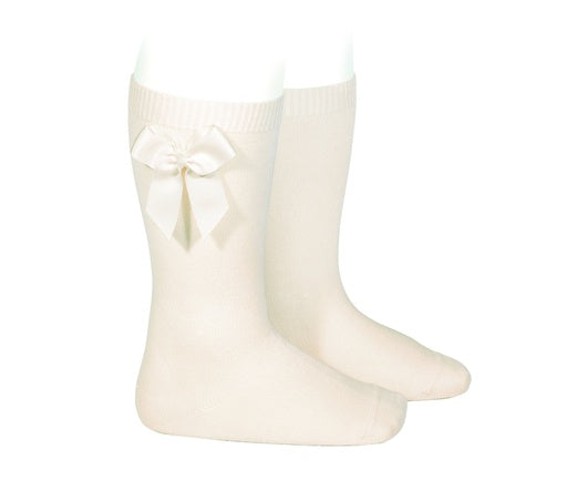 KNEE SOCK WITH SIDE GROSGRAIN BOW
