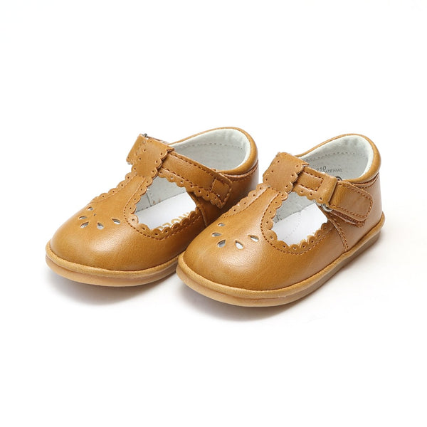 DOTTIE SCALLOPED T-STRAP MARY JANE IN SPICY MUSTARD