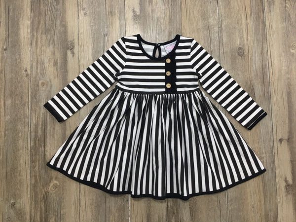 SERENDIPITY BLACK STRIPE DRESS F2267