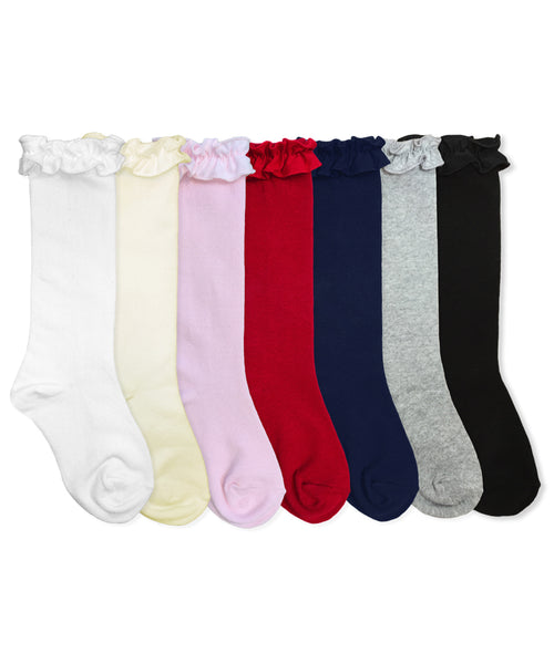 RUFFLE KNEE HIGH SOCK IN MULTI COLORS