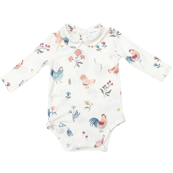 HEIRLOOM CHICKENS BODYSUIT WITH PETER PAN COLLAR