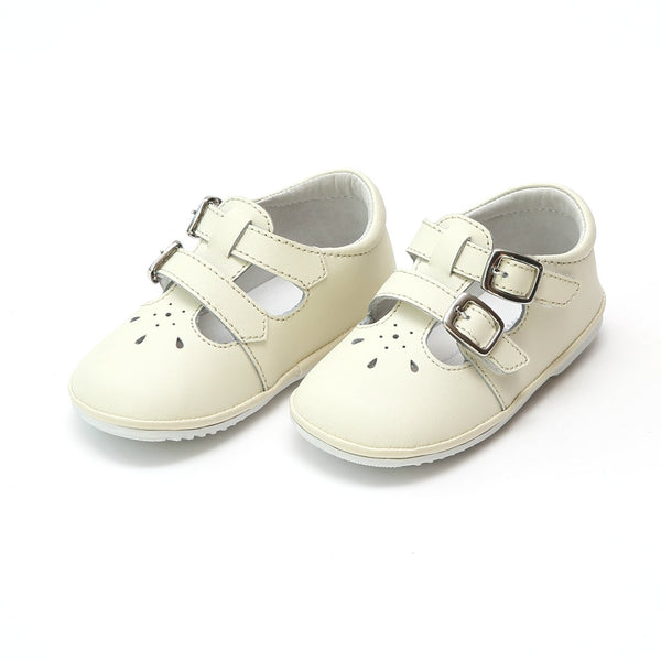 HATTIE DOUBLE BUCKLE LEATHER MARY JANE IN ECRU