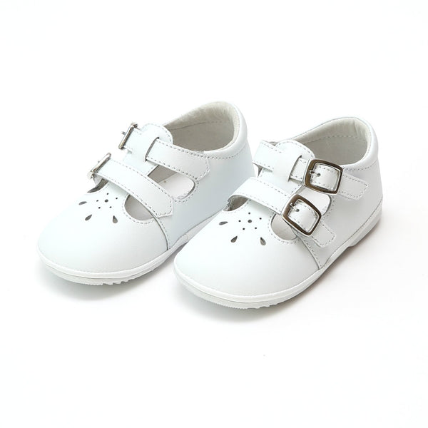 HATTIE DOUBLE BUCKLE LEATHER MARY JANE IN WHITE
