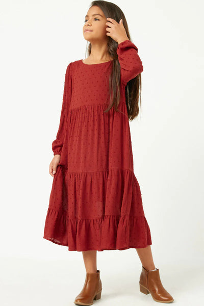 HAYDEN BURGUNDY SWISS DOT DRESS