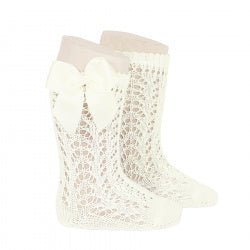 CROCHET KNEE SOCK WITH BOW IN BEIGE #2519303