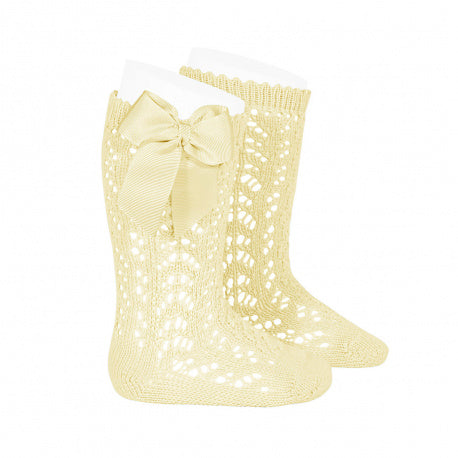 CROCHET KNEE SOCK WITH BOW IN BUTTER #2519610
