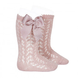 KNEE SOCK WITH BOW IN ROSE PINK #2551500