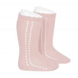 CROCHET KNEE SOCK IN ROSE PINK #2569500