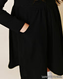 BLACK RIBBED POCKET DRESS #23119