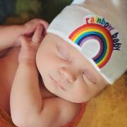 RAINBOW BABY POM POM HAT