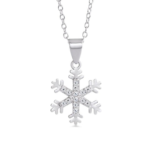 PAVE CZ SNOWFLAKE NECKLACE IN STERLING SILVER