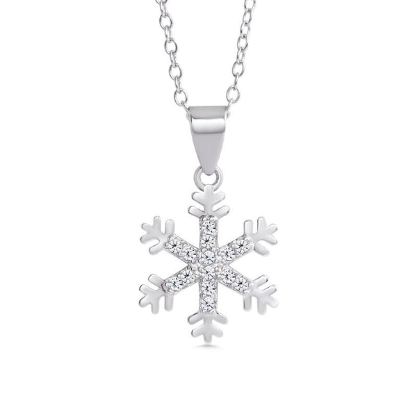 PAVE CZ SNOWFLAKE NECKLACE IN STERLING SILVER