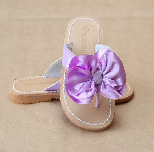 SATIN BOW SANDAL IN LILAC #21709