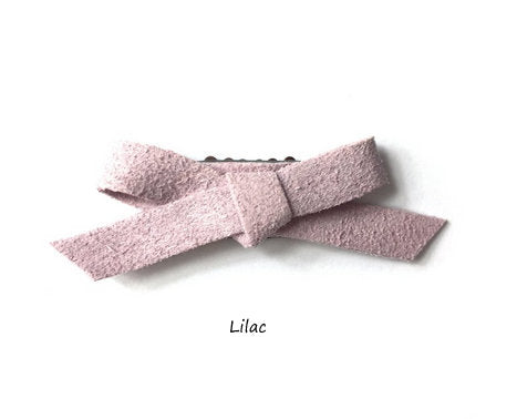 BABY WISP, MINI LATCH CLIP FAUX SUEDE HAND TIED BOW