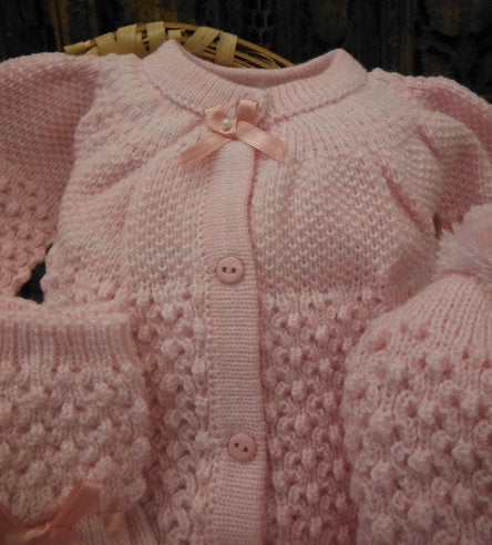 WILL'BETH PINK KNIT BABY SET #806560