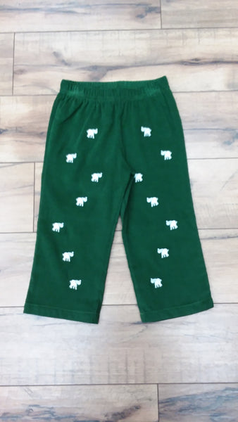 CRITTER PRINCETON PANT IN KIAWAH KELLY GREEN CORDUROY WITH ELEPHANTS