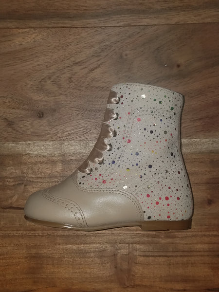 GEPPETTOS WHITE LEATHER & FANTASY GOLD BOOT