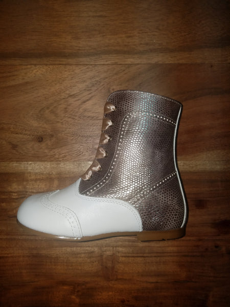 GEPPETTOS WHITE LEATHER & FANTASY GOLD BOOT