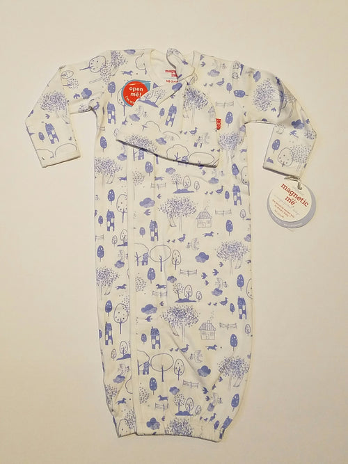 BLUE PERFECT DAY ORGANIC COTTON MAGNETIC GOWN SET #11325