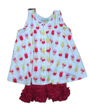 POPSICLE TRAPEZE TUNIC TOP WITH RUFFLED SHORTIES #20125