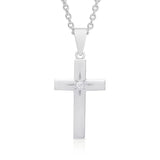 CROSS NECKLACE WITH CZ IN STERLING SILVER