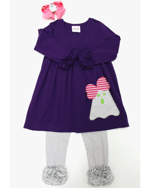 FRIENDLY GHOST 2PC RUFFLED DRESS SET